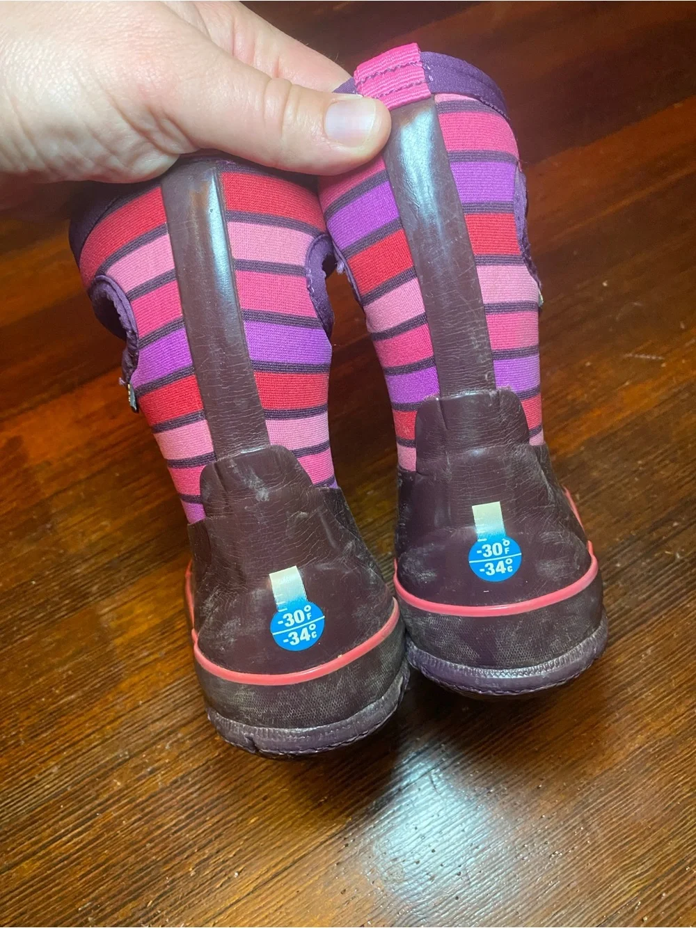 GUC BOGS Little Kid Size 7 Striped Insulated Rain and Snow Waterproof Boots